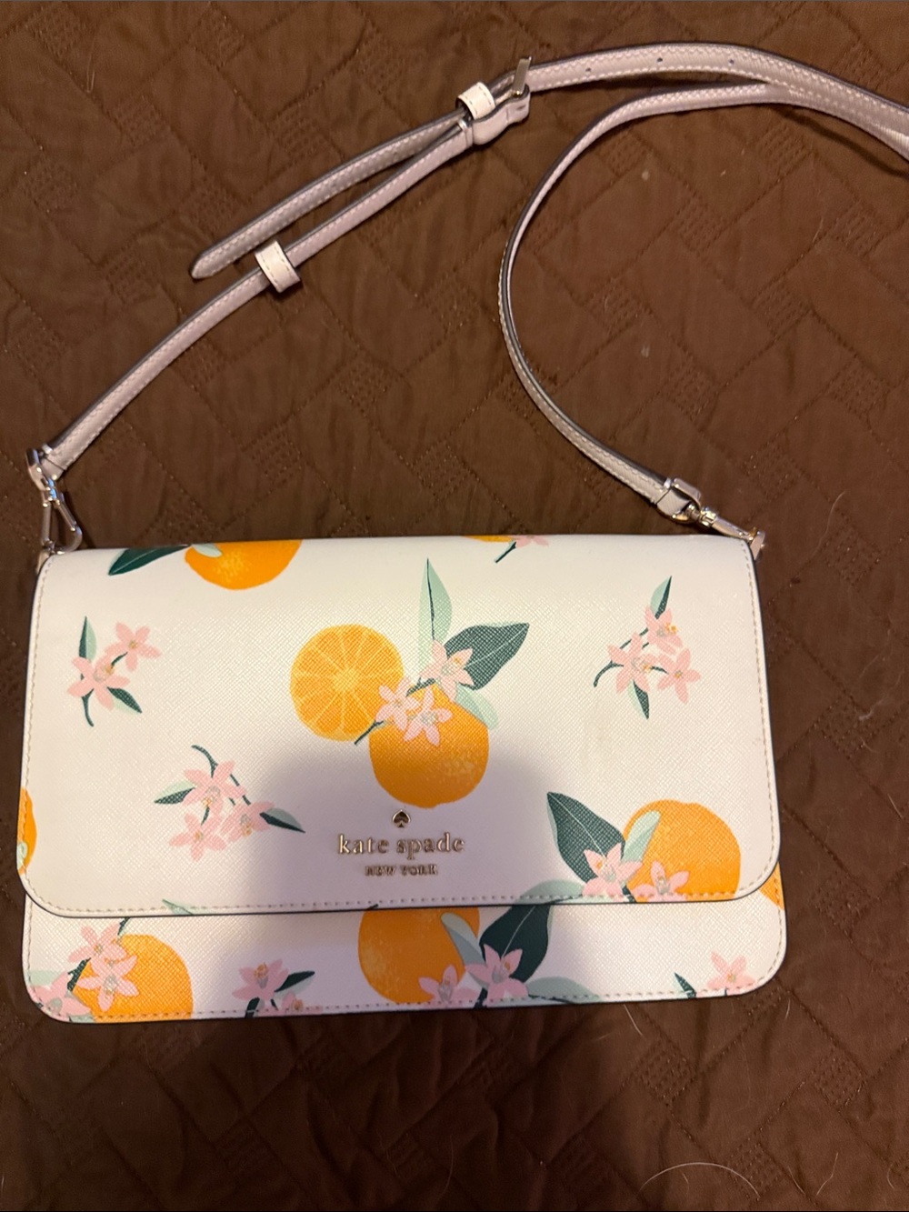 kate spade White Orange Floral Crossbody Bag